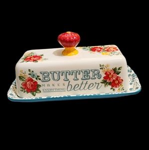 Pioneer woman vintage floral stoneware butter dish